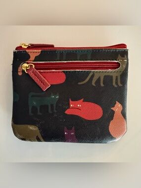 Julia Buxton Cat Printed Faux Leather Coin Case Wallet with ID Insert - NWOT